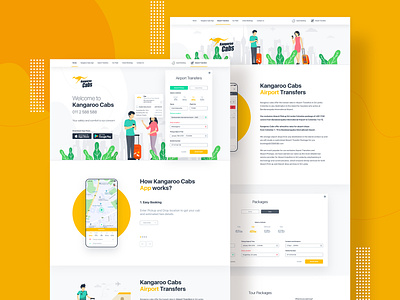 Kangaroo Cabs Web Design cab website concept illustration inspiration kangaroo cabs taxi website ui userinterface ux vector web web design trends web ui webdesign website website design