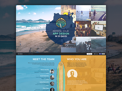 The Tech Beach beach collaboration hackathon landing page remote office surf ui ux web design