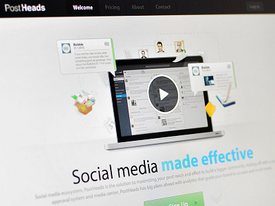 PostHeads.com app homepage social media tool webdesign