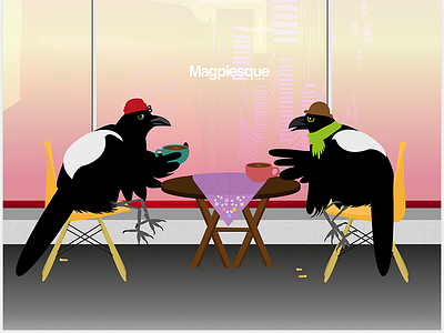 Hipster magpies birds hipster illustrator sarcastic vector art