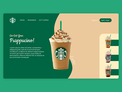 Frappucino - Starbucks adobe xd beverage concept design frappucino main page mainpage redesign starbucks starbucks redesign ui uiux design ux web design web design web ux webdesign website design