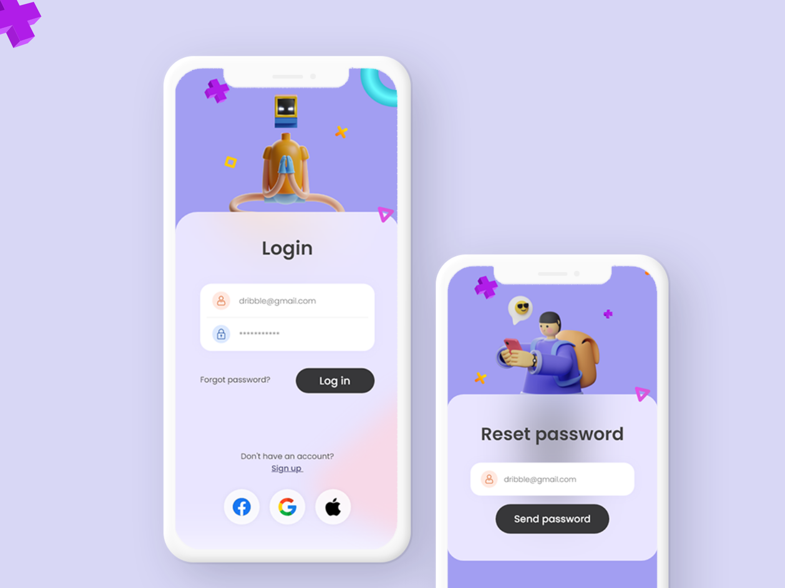 Login/reset password mobile design by Nini Kvinikadze on Dribbble