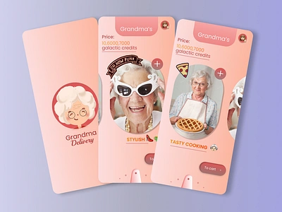 Grandma delivery app app design dreams gradient grandma grandmother illustration logo minimal ui ui ux uidesign ux ux design