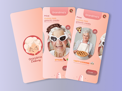 Grandma delivery app app design dreams gradient grandma grandmother illustration logo minimal ui ui ux uidesign ux ux design