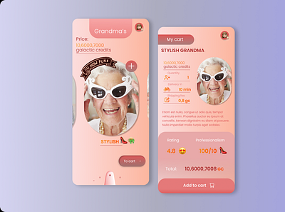 Grandma delivery app app design gradient grandma illustration minimal ui