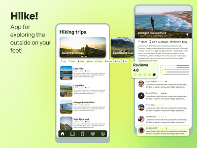 Hiike! app green hike mobile app nature outside ui walk walking