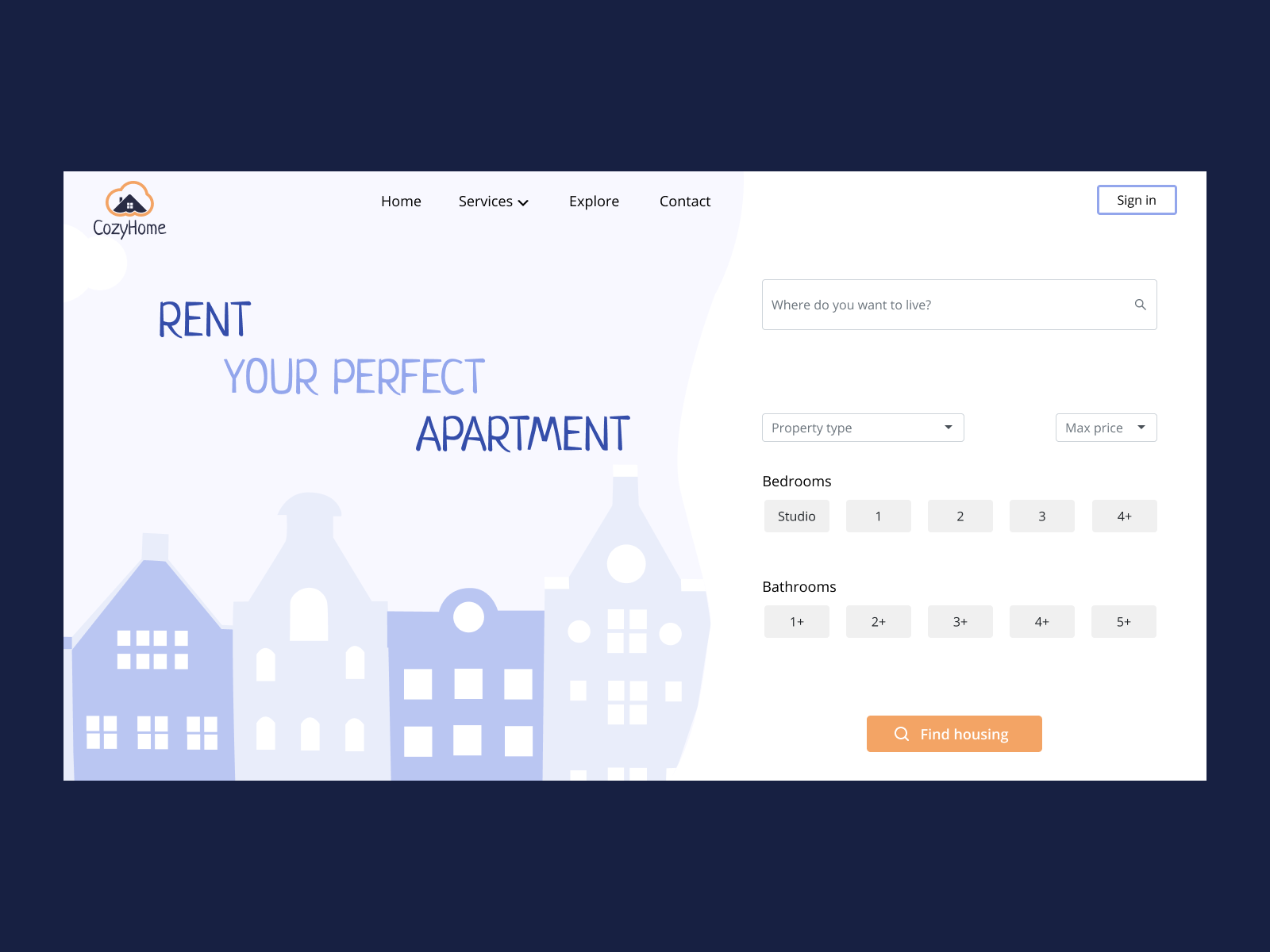 Landing page apartment rental by Iva on Dribbble