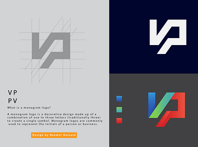 VP and PV logo design logodesign minimailist logo mockup monogram logo