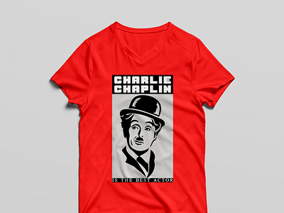 T SHIRT CHARLIE CHAPLIN RED book cover design branding illustration logo mug design t shirt t shirt design typography vector