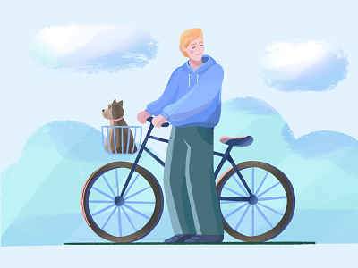 Let's take a ride bicycle bicycle illustration bike dog dog illustration guy illustration ride spring illustration