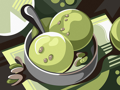 Pistachio Ice Cream brown graphic design green ice cream illustration pistachio vector vector illustration