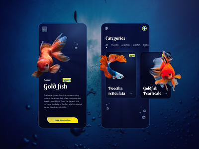 Mobile App | TETRA Aquarium Shop aquarium aquarium shop figma fish fish shop gold fish mobile mobile app mobile app fish ui design ui