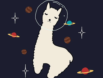 Space Llama art cartoon cartoon illustration design graphic design icon illustration llama minimal vector