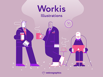 Workis - Coffee break agency business coffee coffee cup illustration team vector working