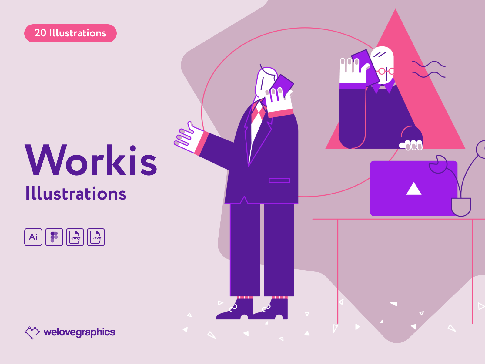 Workis Illustrations bussiness day illustrations office purple teamwork vector vectorart work