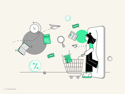 Online Shopping app cart design figma illustration illustrations illustrator marketing pack sale shop vector website