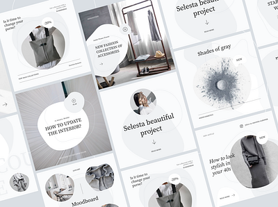 Selesta Grey Collection figma instagram instagram banner instagram post instagram stories instagram template smm social social media social media design social network templates