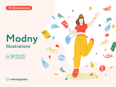 Modny Illustrations checkout delivery doscount figma illustration illustrations illustrator online shop order pack sale shop shopping vector