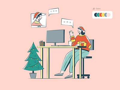Christmas at the office christmas figma illustration illustrations illustrator office pack vector website work xmas