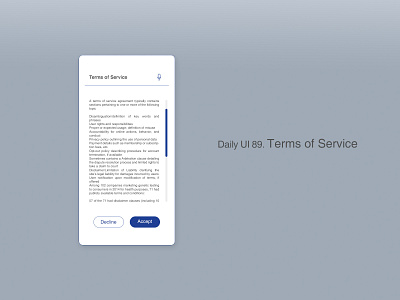 Daily UI 89/100 - Terms of Service