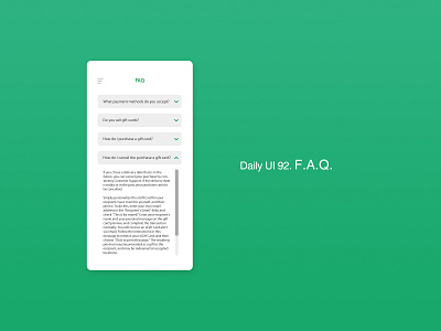 Daily UI 92/100 - F.A.Q. app daily ui dailyui dailyuichallenge design faq mobile ui ux web website