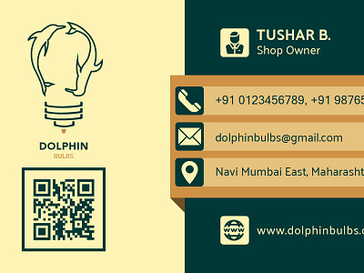 visiting card for Dolphin Bulbs brand (back) art branding design graphic design icon illustration illustrator logo vector visitingcard