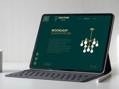 Dolphin Bulbs Landing page tablet mockup app branding design graphic design illustration illustrator ui ux vector web