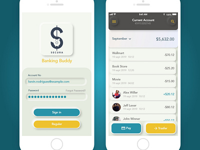 Neumorphic mobile App Ui for Secura Banking app