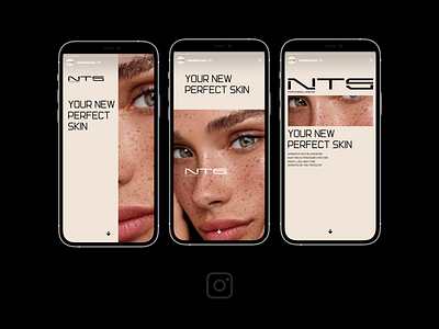 NTS skincare. Instagram stories design advertise branding clean design instagram instagram stories minimal promo
