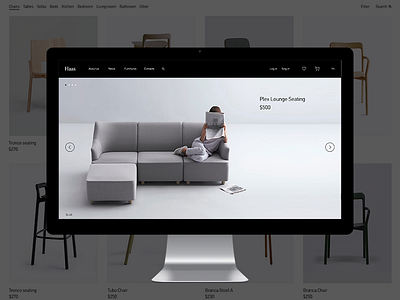 Haas furniture. chair clean design desktop ecommerce furniture shop sofa store ui ux web