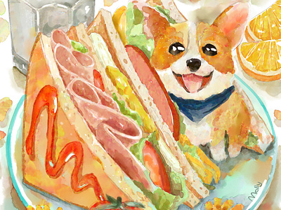 Illustration Puppy Sandwich