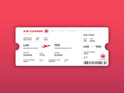 Boarding Pass air canada boarding pass flight gradient passenger plane ticket
