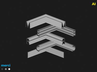 'merci' (experiment 4) - Adobe Illustrator 3d graphic design logo minimal typography