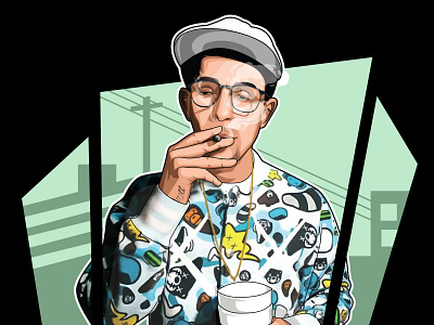 Vector or cartoon portrait with GTA style avatar