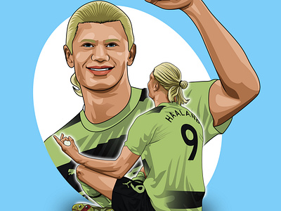 Erling haaland in vector portrait cartoon erlinghaaland haaland mancherstercity mancity portrait poster vector