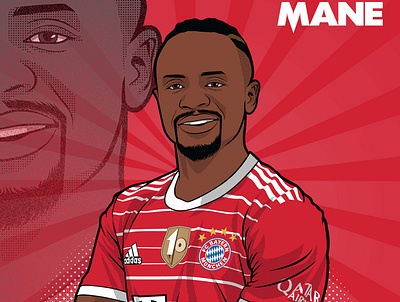 Sadio Mane in vector portrait bayernmunchen cartoon football mane portrait poster soccer vector