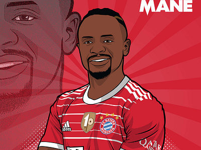 Sadio Mane in vector portrait