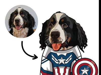 Pet in Superhero vector portrait cartoon pet petportrait vector vectorart vectorpet