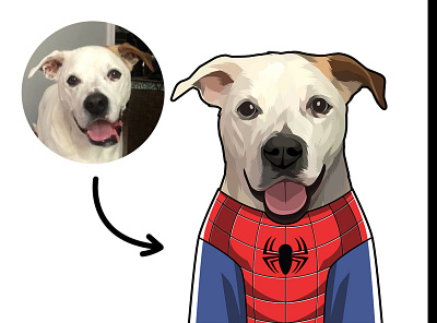 Pet in Superhero vector portrait cartoon pet petportrait vector vectorart vectorpet