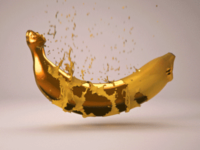 Banana Dribbble 3d animation disintegration fx physics