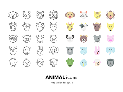 Animal Sketh Icons animal color icon outline sketch