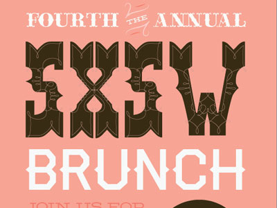 SXSW Brunch Invite austin brunch downtown music publishing invitation peach pink sxsw western