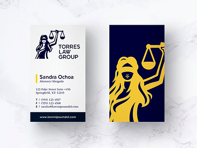 Law Business Card branding business card firm lady justice law logo print media