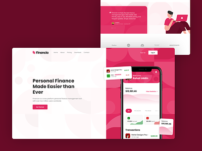 Landing Page Design for Finance Management App