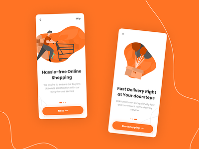 Ecommerce App Onboarding android app app app onboarding bright ecommerce ecommerce app illustration ios app mobile app mobile app design mobile app development mobile design onboard onboarding onboarding screen onboarding ui orange ui ui design welcome