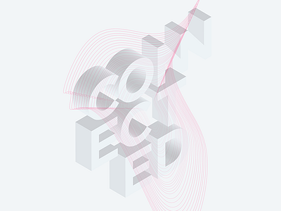 Connected connected isometric letter light shadow text type