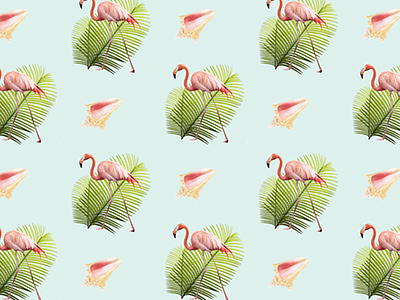 Flamingo Pattern caribbean conch flamingo palm leaf pattern photos shell