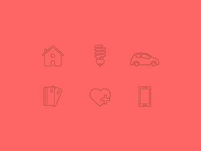 Bill Guru Icons app car credit card health house icons illustrations lightbulb mobile monostroke thin stroke ui