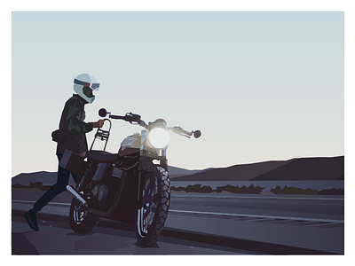 No béziers 'round here. bezier desert illustration motorcycle shapes sunset triumph