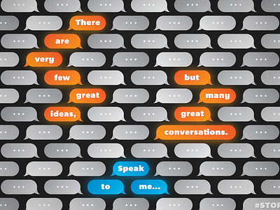 Many great conversations illustration quote text